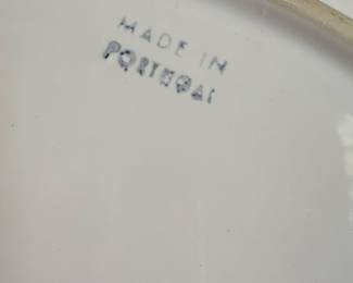 Portuguese Ceramic Fruit and Grape Motif Cake Dome and Plate