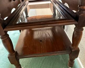 Vintage Drop-Leaf Tea Cart with Wagon Wheels