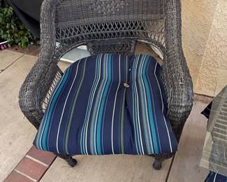 Jeco 3 Piece Resin Wicker Patio Conversation Set with Blue Cushions