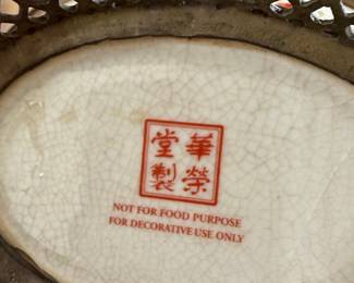 Wah Wing Tang Porcelain and Metal Reticulated Tray