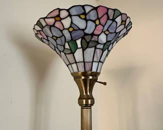 Tiffany-Style Floral Stained Glass Torchiere Floor Lamp