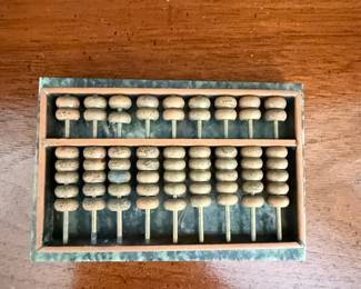 Vintage Brass Abacus with Green Marble Base