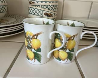 Crown Trent Lemon Pattern Fine Bone China Mugs