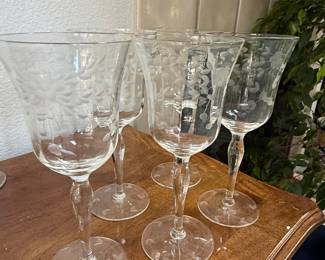 Rock Sharpe Etched Floral Stemware