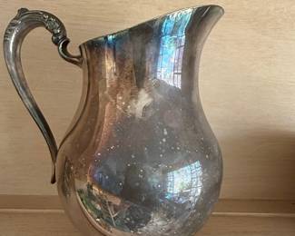 Victorian Style Silver-Plated Water Pitcher with Ice Lip