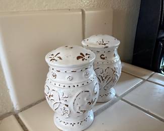 Vintage Ceramic Salt and Pepper Shakers with Floral Motif