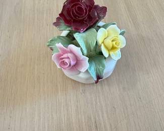 Aynsley Fine Bone China Rose Bouquet in Basket