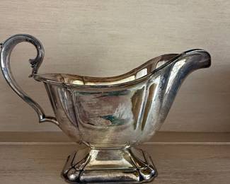 Vintage Silver-Plated Gravy Boat with Pedestal Base