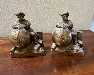 PM Craftsman Christopher Columbus Brass Bookends