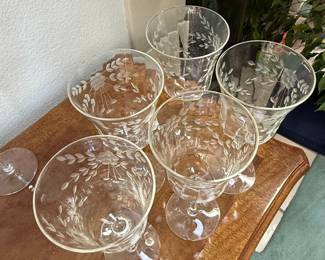 Rock Sharpe Etched Floral Stemware