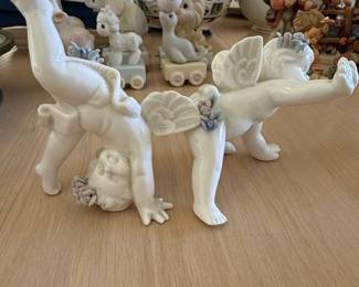 Vintage Porcelain Cherub Figurines - Tumbling Angels