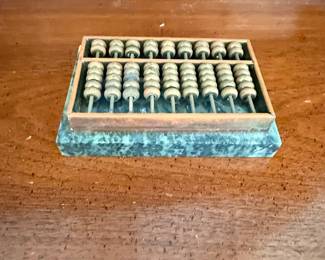 Vintage Brass Abacus with Green Marble Base