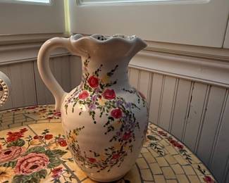 Tabletops Unlimited Spring Garden Hand Painted Pitcher
