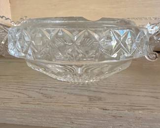 Vintage Cut Crystal Ashtray - Diamond Block Pattern
