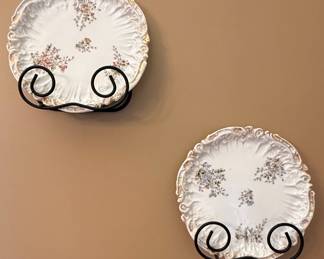 German Porcelain Floral Plates Style Pair