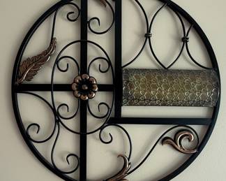 Decorative Metal Wall Art Round Scroll Panel