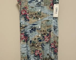 Erika Collection Tropical Print Sleeveless Dress