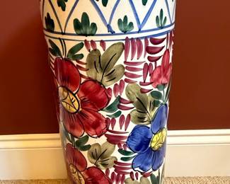 Spanish Majolica Style Umbrella Stand