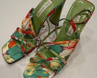 Ann Marino Floral Print Heeled Sandals
