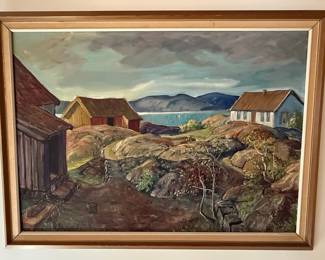Bj. Sødal Coastal Landscape Oil Painting