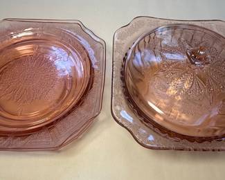 Jeannette Glass Adam Pink Butter Dish