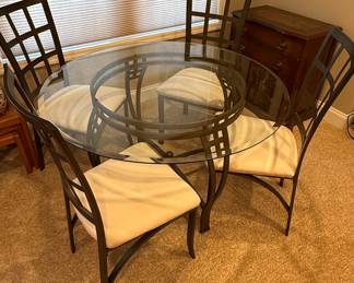 Contemporary Metal and Glass Dining Set