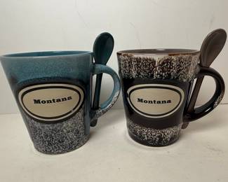 PCF Souvenirs Montana Ceramic Mugs with Spoons