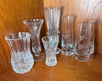 Collection of 5 Assorted Crystal Bud Vases
