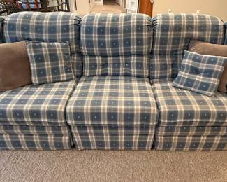Action Industries Plaid Reclining Sofa