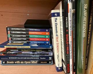 Collection of Boatbuilding Books and Golf Training DVDs