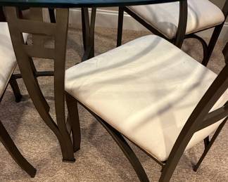 Contemporary Metal and Glass Dining Set