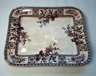 Antique LS&S Garfield Brown Transferware Platter