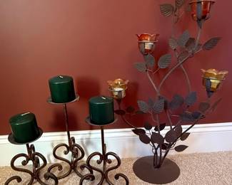 Floral Style Metal Candle Holder Sets