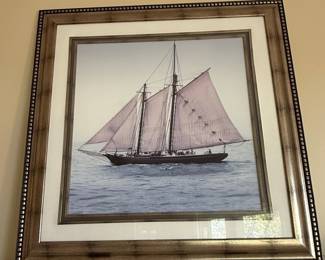 Framed Nautical Schooner Print