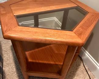Hexagonal Oak Style End Table