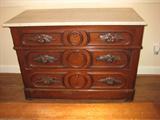 antique marble top Victorian chest with fruitwood pulls