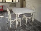 antique wicker table and 2 chairs