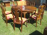 Thomasville dining table and 8 chairs