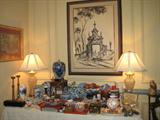 large collection of Imari and Oriental blue porcelain and Oriental accessories