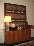 Ronweber sideboard with Oriental teak and gold leaf wall hanging