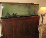200 gallon salt/fresh water aquarium with mahogany base