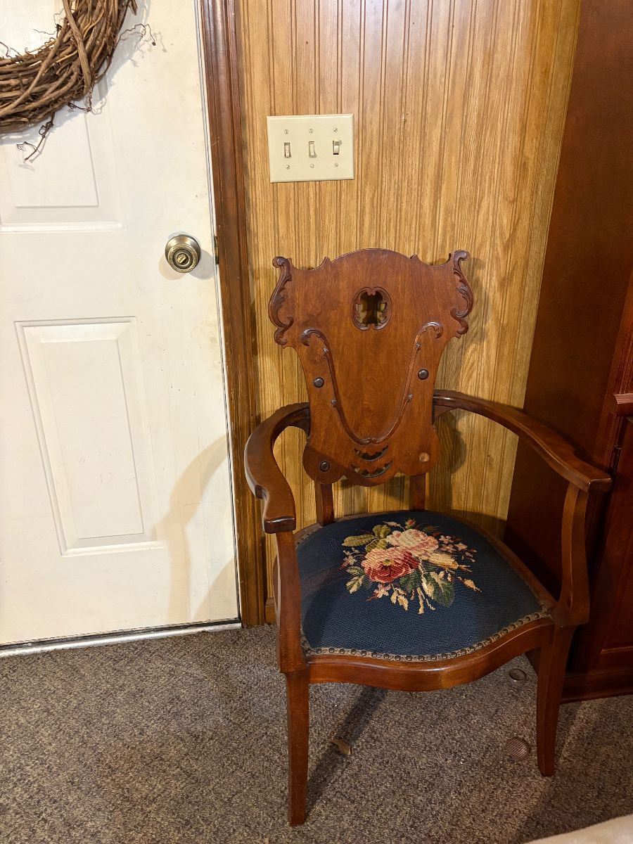 Chair with needlepoint seat