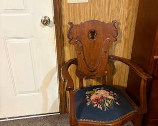 Chair with needlepoint seat