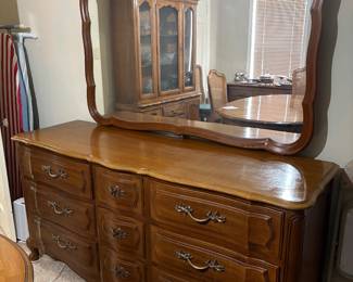 French Provincial 9-drawer dresser with mirror