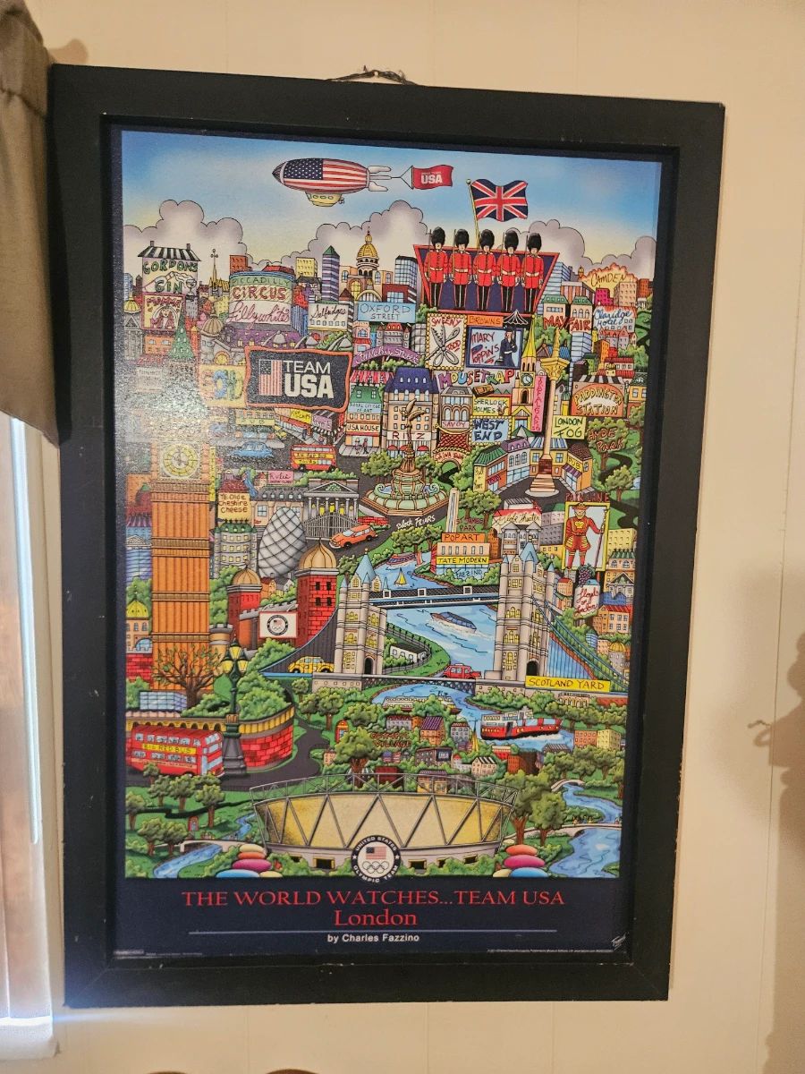 $25. Thick poster board framed 