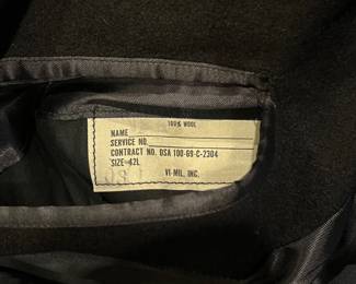 T124 - $65. Vintage US Navy Officer's Bridge Blue Overcoat 100% Wool Heavy Eagle Button Size 42L. Excellent condition.
