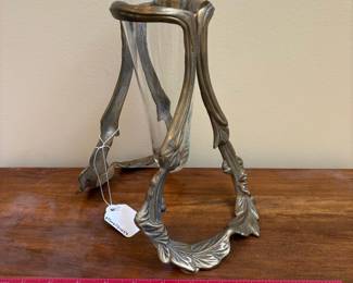 T22 - $20. Table Vase with Holder. Measures 8.5" x 6.5" x 11.5" tall. Excellent condition.