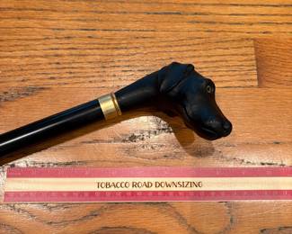 T15 - $30. Black Lab Dog Head Cane. Measures 36.25" tall. Very good condition.