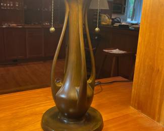 T119 - $450. Pair of Quoizel Lamps with Tiffany Style Lamp Shades. One lamp has a small chip but both are in great condition. Both lamp shades are in excellent condition with no chips or cracks noticed.