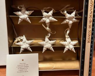 T76 - $30. A Pocket Full Of Stars Margaret Furlong Falling Star Ornaments Porcelain 1992. Each Measures 2”.